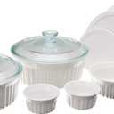 CorningWare French White 10-Pc Ceramic Bakeware Set with Lids, Chip and Crack Resistant Stoneware Baking Dish, Microwave, Dishwasher, Oven, Freezer and Fridge Safe