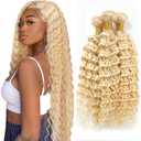 Blonde Deep Wave Bundles 613 Bundle Human Hair Unprocessed Virgin Hair 3 Bundles 20 22 24 Inch 613 Loose Deep Wave Bundle Hair Extensions