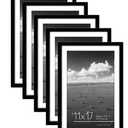 Americanflat 11x17 Picture Frame with Polished Plexiglass - Set of 5 - Use as 9x15 Frame with Mat or 11x17 Frame Without Mat - Galleria Collection - Gallery Wall Frame Set for Wall Display - Black