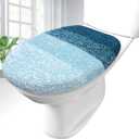 OLANLY Soft Microfiber Bathroom Toilet Lid Cover, Machine Washable Covers, 17.5x15, Stays in Place Rubber Backing, Fits Most Round, Elongated and Oblong Lids, Accessories Decor, Peacock Blue