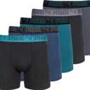 PUMA Men's 5 Pack Performance Boxer Briefs, Small (Blue/Green/Black)