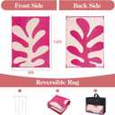 Wonnitar Abstract Outdoor Rug 9x12, Modern Coral Waterproof Reversible Plastic Straw Rug for Patio, Foldable Lightweight Outside Carpet for Deck, Balcony, RV, Beach, Pink