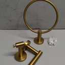 RARXTR Gold Toilet Paper Holder & Towel Ring SUS304 Stainless Steel 2pc Bathroom Hardware Set with Double Post Pivoting Toilet Paper Roll Holder Wall Mount & Bathroom Towel Holder Set