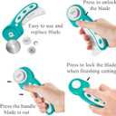 Headley Tools Rotary Cutter Set - 45mm Fabric Cutter, 5 Extra Rotary Blades, A3 Cutting Mat, Quilting Ruler and Sewing Clips, Craft Knife Set, Ideal for Crafting, Sewing, Patchworking,Turquoise