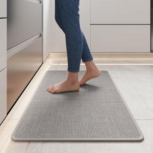 Water Absorbent Runner Rugs for Kitchen, Kitchen Mat in Front of Sink, Oil Absorbent Kitchen Mats for Floor,Non-Slip Kitchen Rugs,Durable Kitchen Mats17x30 Gray Kitchen Rugs, (Grey)