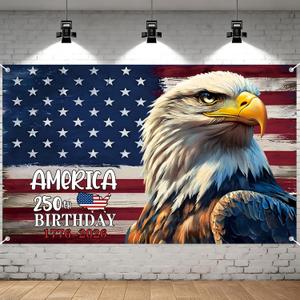 250th Anniversary Banner American Photo Backdrop Patriotic Banner 4th of July Decorations for USA Independence Day Party Home Outdoor Supplies 71x43inches