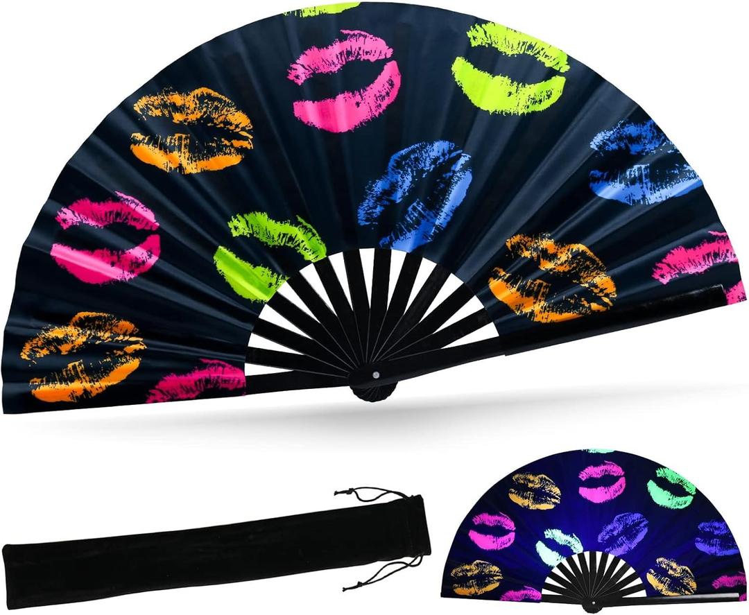 SYNTECSO Hand Fans for Women Foldable, Boots on The Ground Fan, Rave Fan for Drag Queen, Women and MenFans for Line Dancing, Parties, Music Festivals, EDM and Decoration