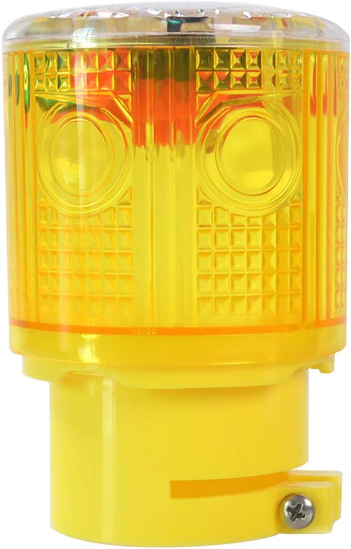 Solar Strobe Warning Light Flashing Lamp: 360 Degree Super Bright LED Wireless Install Automatically Turn On/Off IP65 Waterproof for Construction, Traffic, Dock, Marine, Crane Tower, Factory (Yellow)