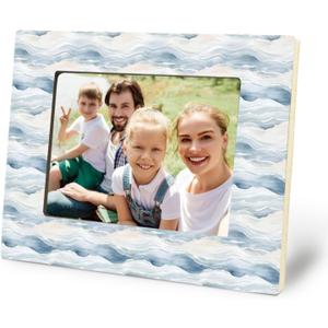 Blue Waves Picture Frame 4x6, Gifts for Ocean Beach Lovers,Sea Waves Ocean Picture Photo Frames for Beachy House Desk Tabletop Shelf Wall Display Decoration