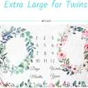 Twins Baby Milestone Blanket for Boys & Girls, Premium Flannel Photography Background Prop Blankets, Neutral Boho Floral