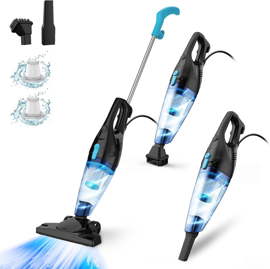 Corded Vacuum Cleaner, 4-in-1 Vacuum Cleaners for Home 15Kpa Power Suction Lightweight Corded Stick Vacuum with HEPA Filter Converts to Small Handheld Vacuum for Home, Pet Hair, Carpet, Hard Floors