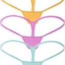 ETAOLINE Women's Low Rise Micro Back G-string Thong Panty Underwear (5 Pack - Multicoloure B) XL