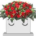 Christmas Artificial Cemetery Flowers,Artificial Cemetery Flowers Saddle for Outdoor Gravesite Tombstone Decorations,Roses and Artificial Red Berries Stems Ornaments