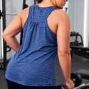 ForHailey Plus Size Workout Tank Tops for Women Racerback Yoga Tops Athletic Running Shirts Loose Fit Sleeveless Gym Clothes (Blue)