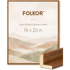 Solid Wood 1.25" Deep Canvas Frame for 16x20 Wall Art Print,Brown