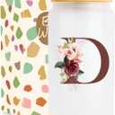 Birthday Gifts for Women, Personalized Gifts for Women, Monogrammed Initial Glass Cup - 16oz Glass Cups w Lids and Straws, Iced Coffee Cup, Personalized Mother Day Christmas Gift