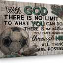 TBT Soccer Gifts Stuff Religious Soccer Canvas Wall Art Wall Decor Inspirational Boys Men Room Rustic Framed Posters Art Prints Artwork Pictures for Soccer Lovers Coach Gym Home Farmhouse Bedroom (15L" x 11.4W", Multi 0627)
