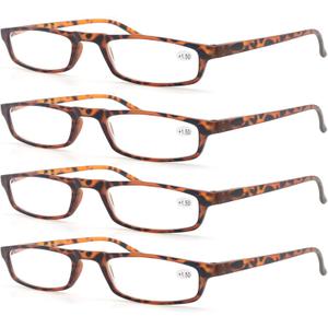 MODFANS Reading Glasses Demi +1.5-4 Pairs Fashion Readers Narrow Frame Spring Hinge for Men Women