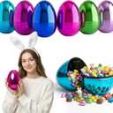 Jumbo Plastic Metallic Easter Eggs for Easter Basket Hunt Egg Party Classroom Prize Supplies and Filling Treats