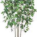 Timoo Ficus Tree Artificial 6 FT Tall Faux Plants Indoor Fake Tree with White Tall Planter, Artificial Plants Indoor Faux Tree with Full Realistic Leaves, Fake Plant for Home Office Corner Decor