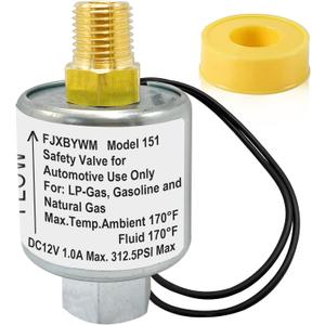 Solenoid Valve, Propane 12v Solenoid Fuel Lock Off Valve Lock off Lpg Liquid Vapor Gas 1/4" NPT, 180 Fitting  For LPG Liquid/Vapor, Natural Gas, Diesel, Gasoline, Air Systems. Max 312.5 PSI.