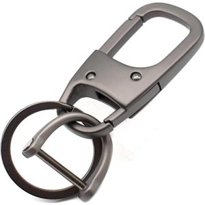 MECHCOS Metal Keychain Car Fob Key Chain Holder Clip with Detachable Valet Key Ring & Anti-Lost D-Ring for Men and Women - Gunmetal