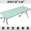 Smiry Rectangle Picnic Table Cloth, Elastic Waterproof Fitted Vinyl Tablecloths, Flannel Backed Buffalo Plaid Table Covers for Dining, Camping, Outdoor (Sage Green and White, 30" x 48")