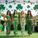 St Patricks Day Bell Bottoms Leggings for Womens, High Waisted Printed Flare Legging Plus Size Bell Bottoms Green Pants (M)