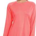 QBK Women's Neon T Shirt Long Sleeve T-Shirt Sun Protection UPF 50+ for Hiking Fishing Workout Rash Guard and Athletic Sports (Pink, S)