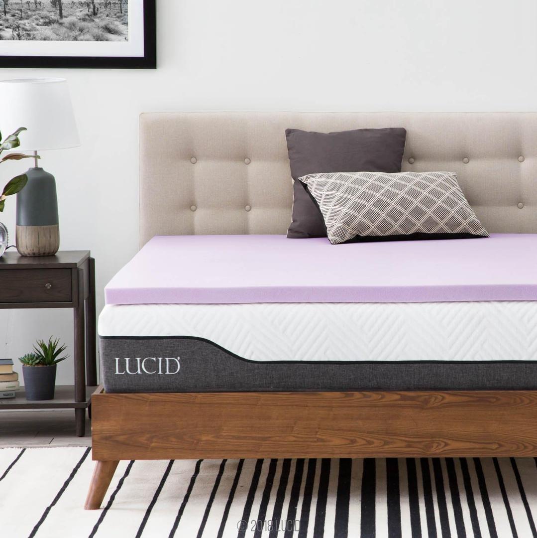 Lucid 2 Inch Mattress Topper Full  Memory Foam Mattress Topper Full  5 Zone Lavender Infusion  CertiPur Certified Foam