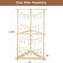 YKBU Wooden Corner Stuffed Animal Storage Organizer, 4-Tier Boho Macrame Toy Hammock Display Shelf, Free-Standing Open-Access Teddy Bear Zoo Holder for Nursery, Playroom & Kids Bedroom, Medium