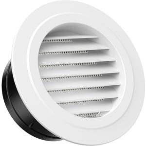 HG Power 6 Inch Soffit Vent Cover  Round ABS Louver with Built-in Screen Mech for Attic, Bathroom, Garage & Dryer Duct Ventilation (150mm,White)