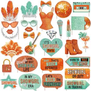 The Life of a Birthday Girl Photo Booth Props 30pcs Showgirl Party Supplies Signs for Era Birthday Party Centerpieces 20s 80s 90s Party Decorations for Women Y2K Bachelorette Selfie Station