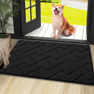 OLANLY Indoor Door Mat, 36x24, Dirt Resistant and Absorbent, Sturdy Non-Slip Rubber Backing, Easy to Clean, Washable Low-Profile Doormat for Entryway, Black