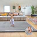 Mallify Ultra Soft 1.3" Thick Baby Play Mat for Floor, Extra Large Velvet Playpen Mat, Baby-Safe & Non-Slip Tummy Time Mat, Crawling for Babies, Toddlers, Infants, Kids, Easy Care, 79"x59", Gray