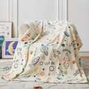 COOVA Kids Twin Blanket 60x80 Inch - Cartoon Fleece Throw, Toys for 2 3 4 5 6 7 8 9 10 11 12 Year Old Girl and boy Gifts, Soft Kids Blankets for Christmas Halloween Birthday Gifts,Dinosaurs Beige