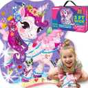 QUOKKA Glitter Giant Floor Puzzles for Kids Ages 3-5 - 2x3 Feet 48 Piece Puzzles for Toddlers 2-4 - Large Shaped Educational Toddler Puzzles Ages 24+ Months - Unicorn Activity Game for Boys and Girls