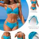 HXN Womens Two Piece Bikini Sets 2025 Neon Color Block Sexy Tummy Control Swimsuit Triangle Bathing Suit for Beach Vacation (Black, M)