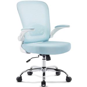 Morkprism Office Chair,Ergonomic Mesh Desk Chair with Adjustable Lumbar Support,Computer Chair with Flip-up Armrests, Rolling Executive Chairs, Home Office Chair, Blue, Sponge Seat