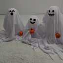 Halloween Decorations Indoor - 3 Packs DIY Light-Up Spooky Ghosts Halloween Decor Indoor Party Home Table Mantel Room Kitchen Office