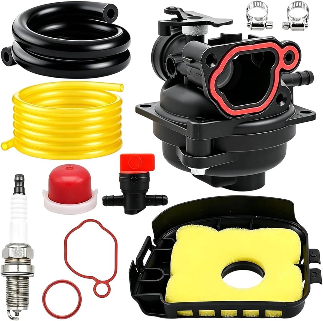 799583 Carburetor Kit Replacement for B&S 593261 595656 590556 591160 591979 Lawn Mower Engines 125cc 140cc 300E 450E 500E 550E 550EX 08P502 09P602 09P702 with Air Filter Cover