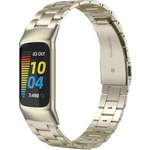 Wearlizer Compatible with Fitbit Charge 6/Charge 5 Bands for Women Men, Classic Stainless Steel Ultra-Thin Lightweight Replacement Straps Charge 6/Charge 5 Bands