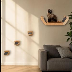 ESTRADURE Cat Wall Shelves with 3 Steps - Wall Mounted Cat Furniture for Climbing and Lounging -Set of 3 Indoor perches