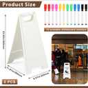 Colingmill 2 Pack a Frame Sandwich Board Sign with Dry Erase Surface Double Sided Sidewalk Sign Chalkboard Easel Heavy Duty Plastic Dry Erase Poster Board for Outdoor Restaurant Cafe Menu (White)