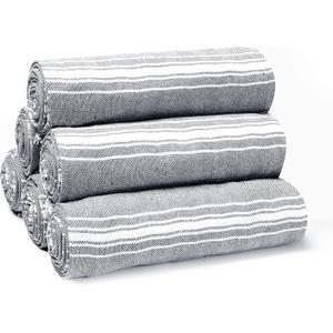 Belizzi Home Peshtemal Turkish Towel Chevron Beach Towels Oversized 36x71 Set of 6, Beach Towels for Adults, Soft Durable Absorbent Extra Large Bath Sheet Hammam Towel - Black