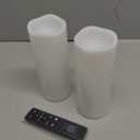 Pack of 2 White LED Candles Outdoor 3x8 - Unscented IP65 Waterproof Battery Powered Flameless Pillar With Remote and Timer - Flickering