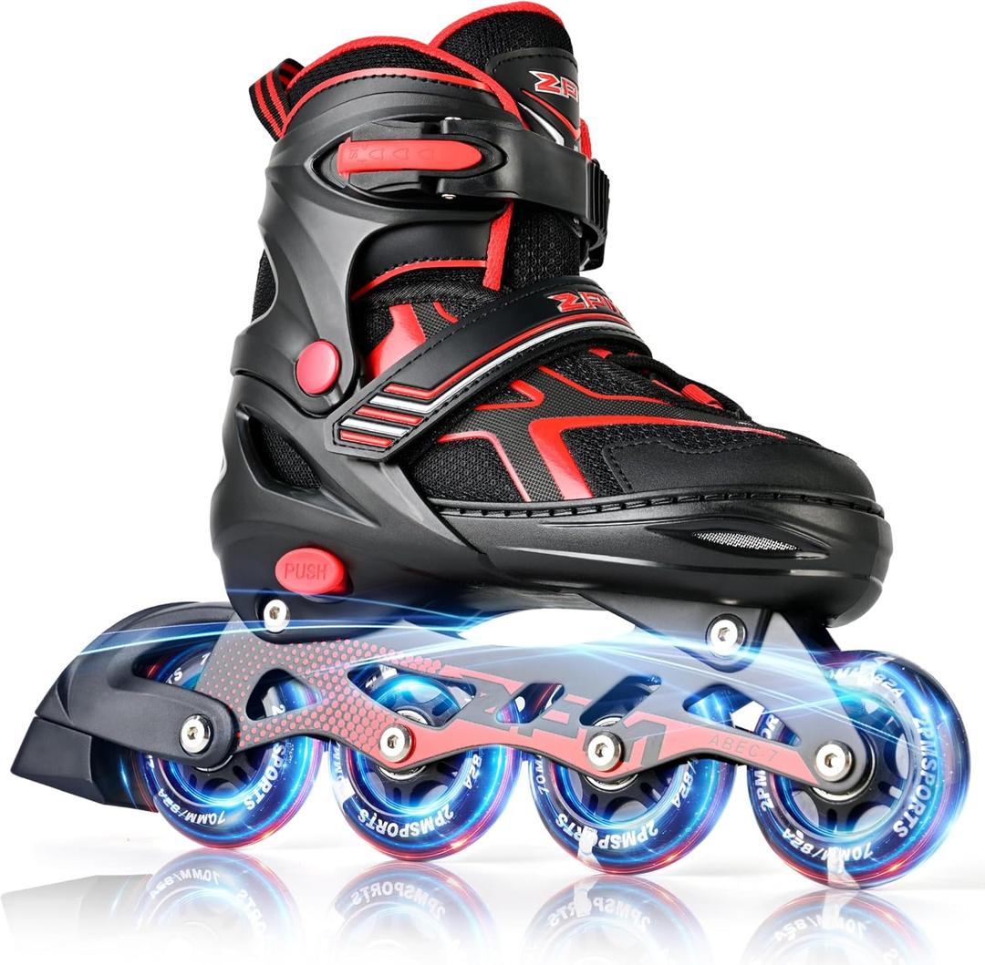 2PM SPORTS Torinx Green Boys Adjustable Inline Skates, Fun Beginner Roller Skates for Kids, Youth, Girls, Men and Women