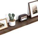 Floating Shelves for Wall Decor, Rustic Solid Elm Wood Floating Shelves Wall Mounted, Wall Shelves with Invisible Bracket for Living Room Bathroom Bedroom Kitchen, 48 Inch, Walnut (48inch)