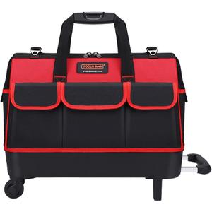 Thalirem 20-Inch Rolling Tool Bag, Heavy-Duty Wheeled Tool Tote with Extendable Handle & Multiple Pockets, Extra-Large Water-Resistant Organizer for Electricians, Mechanics, Contractors