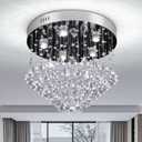 Modern Elegant Crystal Chandelier Lighting K9 Ceiling Chandeliers Lights Jewel Droplets Flush Mount LED Ceiling Light for Dining Room Bedroom Livingroom, QH-MP079
